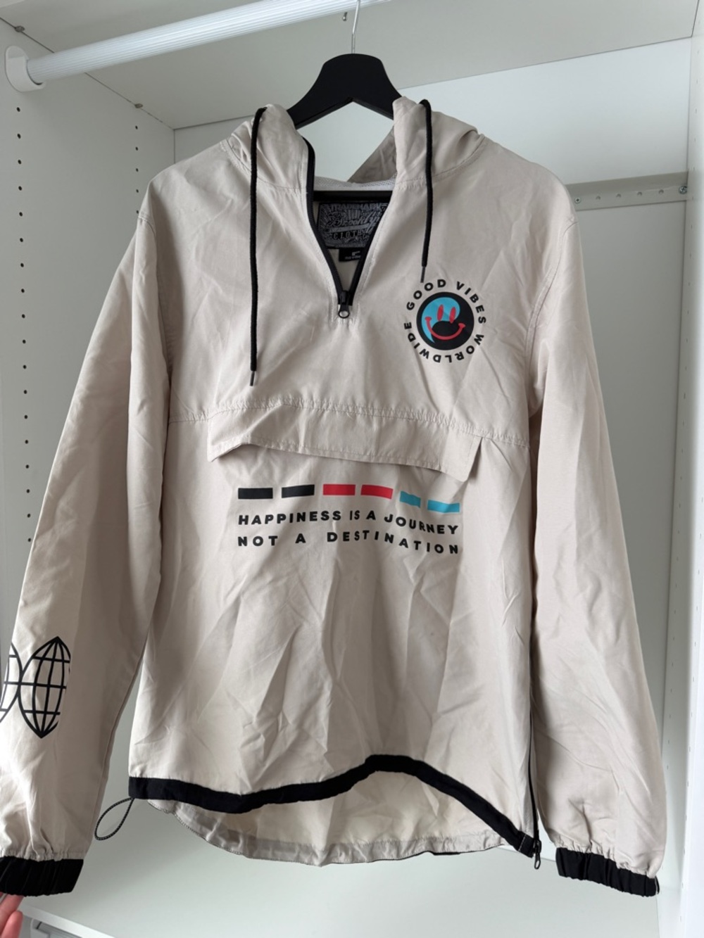 Brooklyn Cloth Beige Hooded Jacket with Black Trim